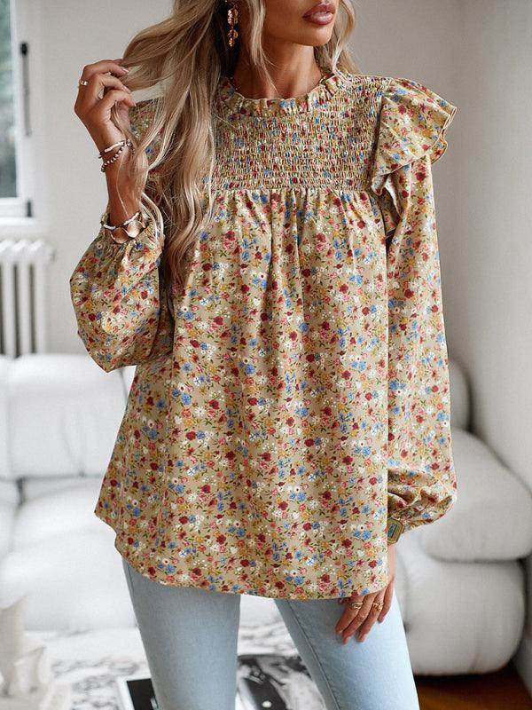 Floral Shirt Femininity Commuter Long Sleeve blouse - 808Lush