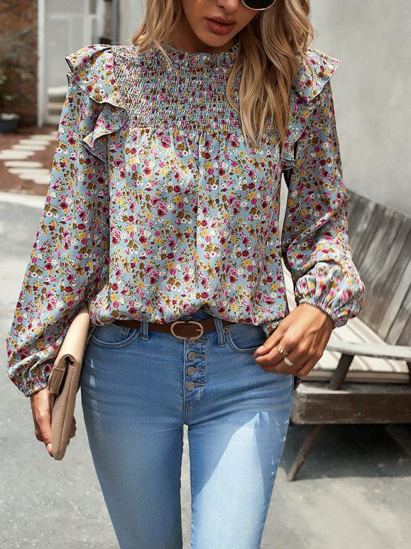 Floral Shirt Femininity Commuter Long Sleeve blouse - 808Lush