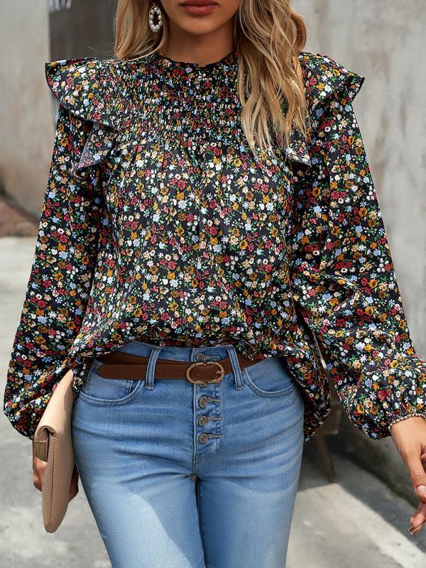 Floral Shirt Femininity Commuter Long Sleeve blouse - 808Lush