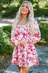 Floral Square Neck Layered Mini Dress - 808Lush