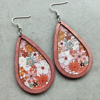 Floral Wood Teardrop Earrings - 808Lush