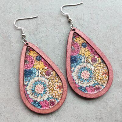 Floral Wood Teardrop Earrings - 808Lush