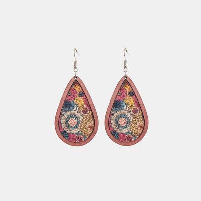 Floral Wood Teardrop Earrings - 808Lush