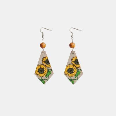 Floral Wooden Teardrop Earrings - 808Lush