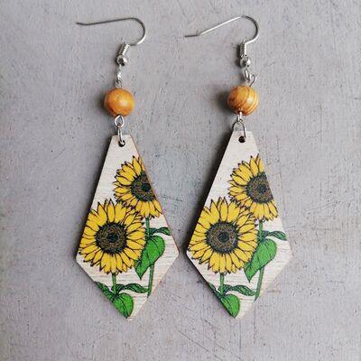 Floral Wooden Teardrop Earrings - 808Lush