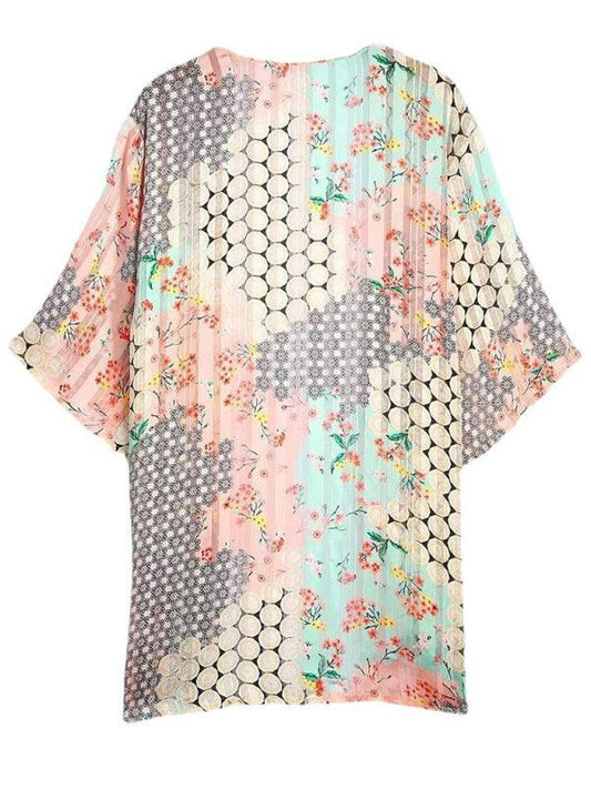 Floral cardigan short-sleeved chiffon sun protection clothing - 808Lush