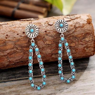 Flower Artificial Turquoise Teardrop Earrings - 808Lush