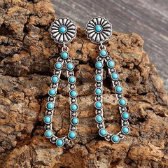 Flower Artificial Turquoise Teardrop Earrings - 808Lush