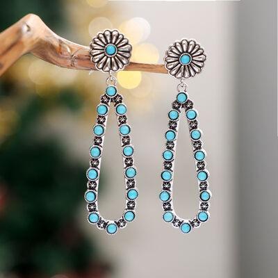 Flower Artificial Turquoise Teardrop Earrings - 808Lush