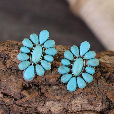 Flower Shape Artificial Turquoise Earrings - 808Lush
