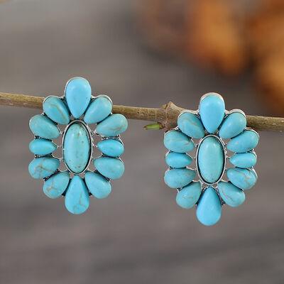 Flower Shape Artificial Turquoise Earrings - 808Lush