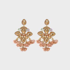 Flower Shape Rhinestone Alloy Dangle Earrings - 808Lush