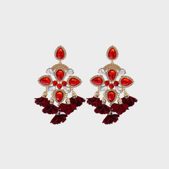 Flower Shape Rhinestone Alloy Dangle Earrings - 808Lush