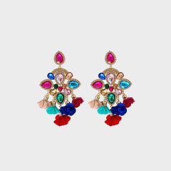 Flower Shape Rhinestone Alloy Dangle Earrings - 808Lush