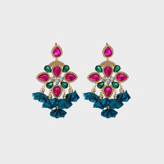 Flower Shape Rhinestone Alloy Dangle Earrings - 808Lush