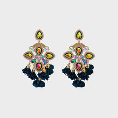 Flower Shape Rhinestone Alloy Dangle Earrings - 808Lush