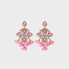 Flower Shape Rhinestone Alloy Dangle Earrings - 808Lush