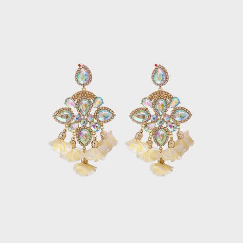 Flower Shape Rhinestone Alloy Dangle Earrings - 808Lush