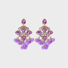 Flower Shape Rhinestone Alloy Dangle Earrings - 808Lush