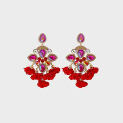 Flower Shape Rhinestone Alloy Dangle Earrings - 808Lush