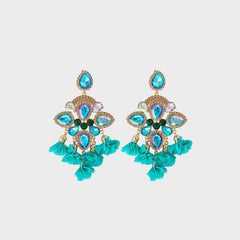 Flower Shape Rhinestone Alloy Dangle Earrings - 808Lush