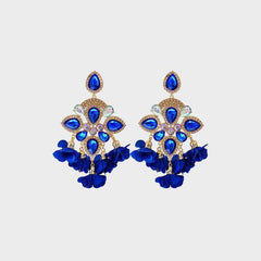 Flower Shape Rhinestone Alloy Dangle Earrings - 808Lush