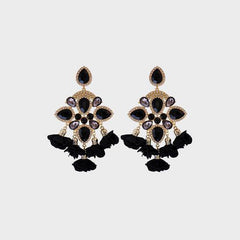 Flower Shape Rhinestone Alloy Dangle Earrings - 808Lush