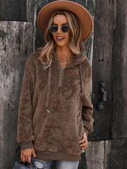 Fur coat warm loose solid color sweater leisure style - 808Lush