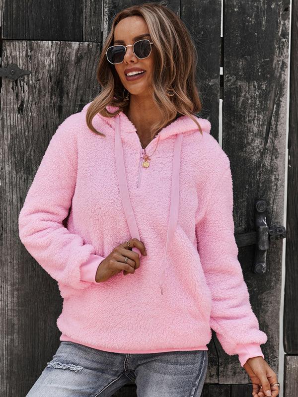 Fur coat warm loose solid color sweater leisure style - 808Lush