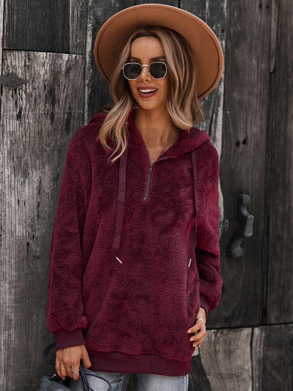 Fur coat warm loose solid color sweater leisure style - 808Lush