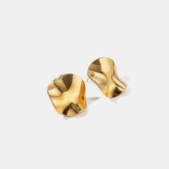 Geometric Pleated 18K Gold-Plated Stud Earrings - 808Lush