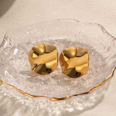 Geometric Pleated 18K Gold-Plated Stud Earrings - 808Lush