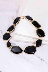 Geometrical Shape Zinc Alloy Frame Resin Necklace - 808Lush