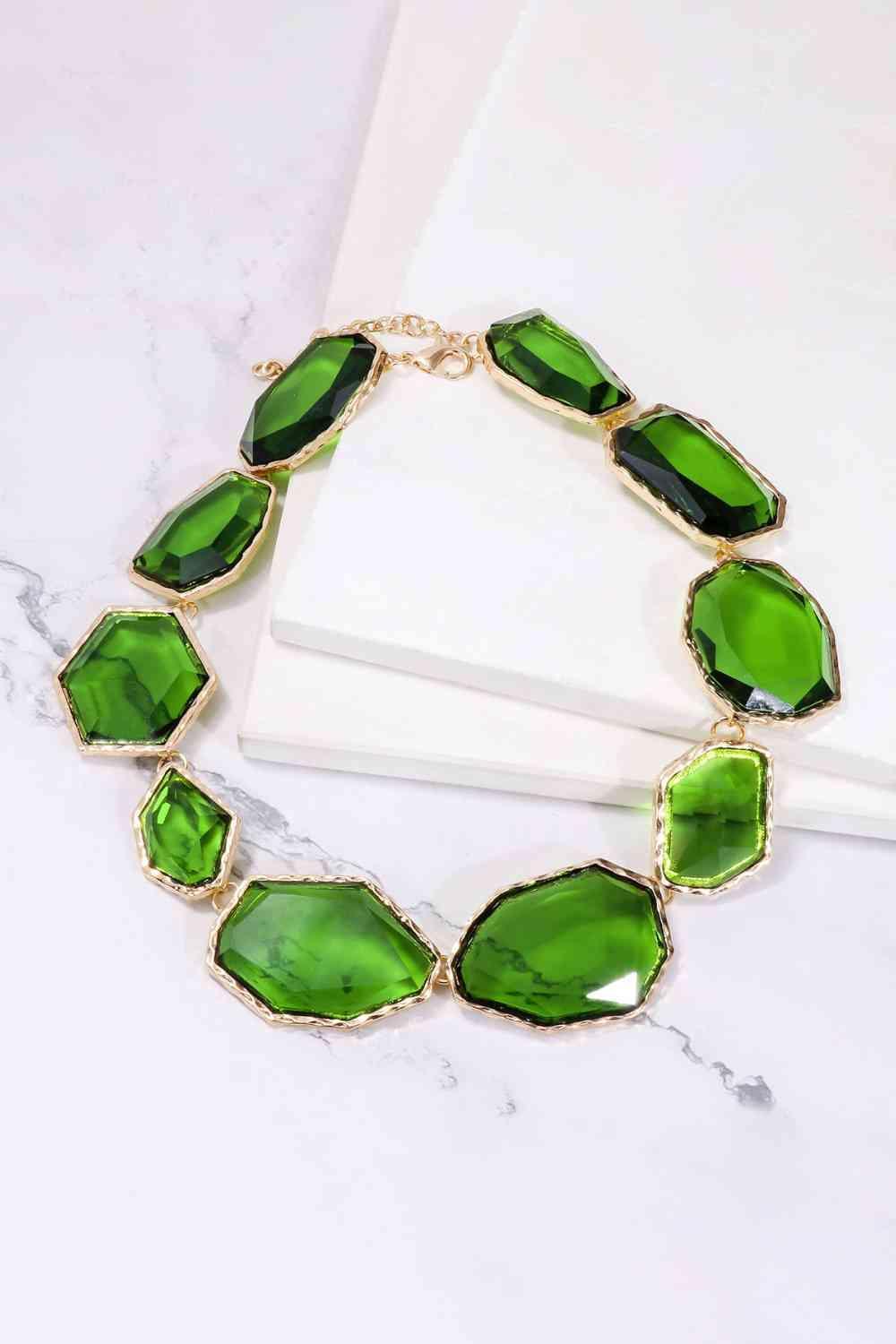 Geometrical Shape Zinc Alloy Frame Resin Necklace - 808Lush