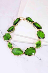 Geometrical Shape Zinc Alloy Frame Resin Necklace - 808Lush