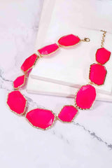 Geometrical Shape Zinc Alloy Frame Resin Necklace - 808Lush