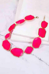 Geometrical Shape Zinc Alloy Frame Resin Necklace - 808Lush