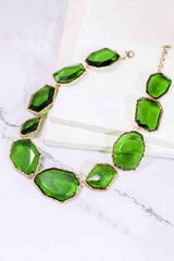 Geometrical Shape Zinc Alloy Frame Resin Necklace - 808Lush