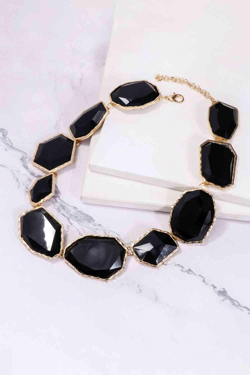 Geometrical Shape Zinc Alloy Frame Resin Necklace - 808Lush