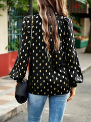 Gold Dot Print Temperament commuting polka dot blouse - 808Lush