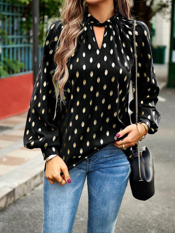 Gold Dot Print Temperament commuting polka dot blouse - 808Lush