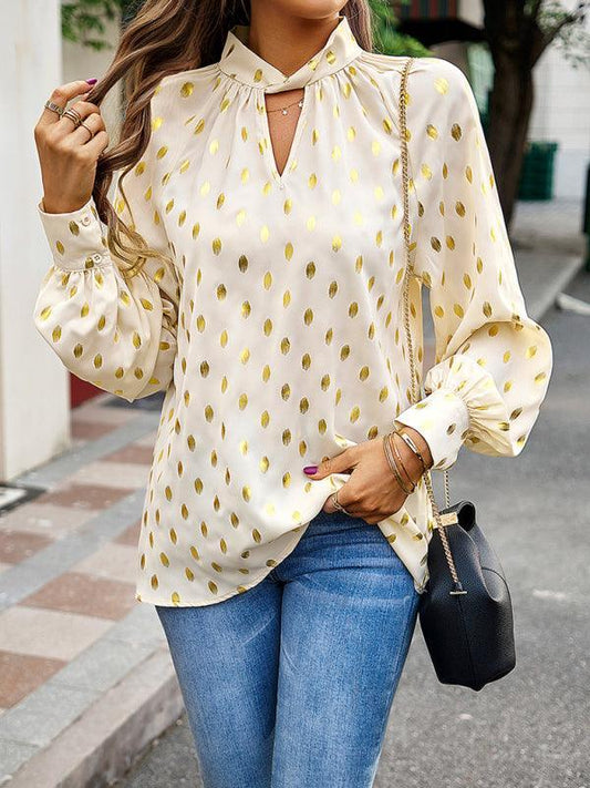 Gold Dot Print Temperament commuting polka dot blouse - 808Lush