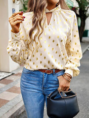 Gold Dot Print Temperament commuting polka dot blouse - 808Lush