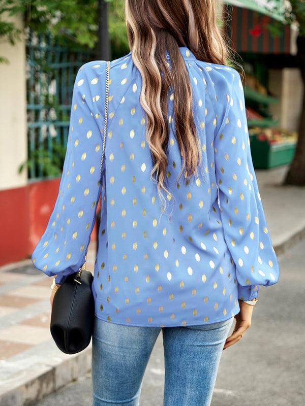 Gold Dot Print Temperament commuting polka dot blouse - 808Lush