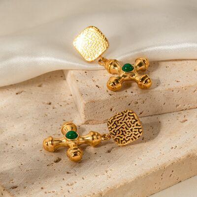 Gold-Plated Stainless Steel Cross Shape Earrings - 808Lush