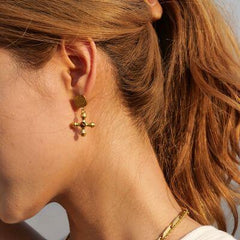 Gold-Plated Stainless Steel Cross Shape Earrings - 808Lush