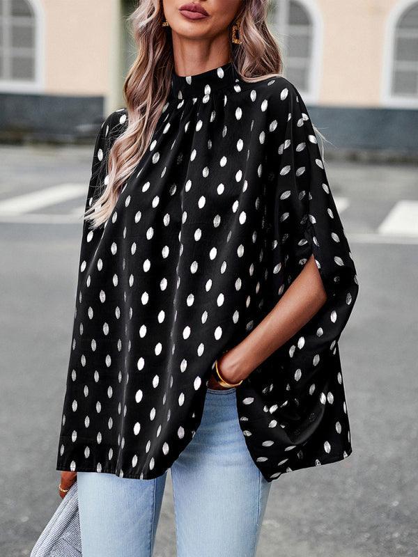 Golden polka dot temperament design sense long-sleeved blouse - 808Lush