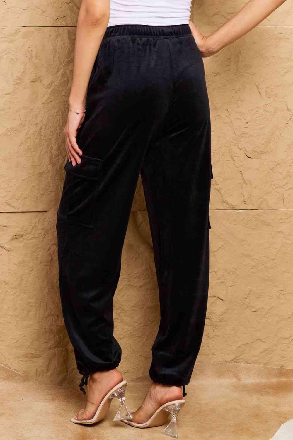 HYFVE Chic For Days High Waist Drawstring Cargo Pants in Black - 808Lush