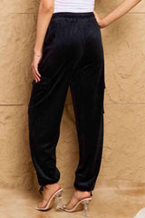 HYFVE Chic For Days High Waist Drawstring Cargo Pants in Black - 808Lush