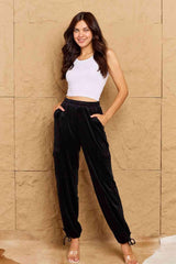 HYFVE Chic For Days High Waist Drawstring Cargo Pants in Black - 808Lush